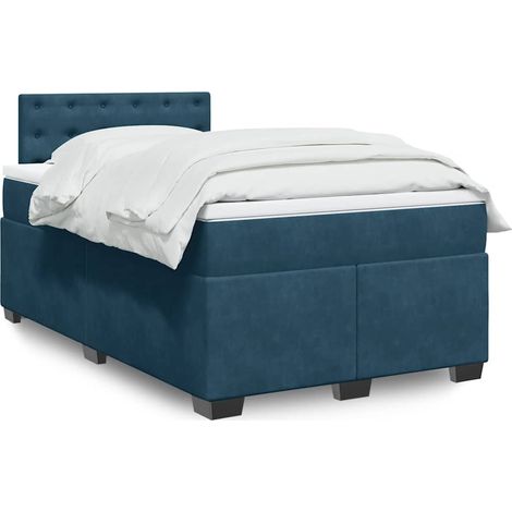 Boxspringbett mit Matratze Dunkelblau 120x190 cm Samt
