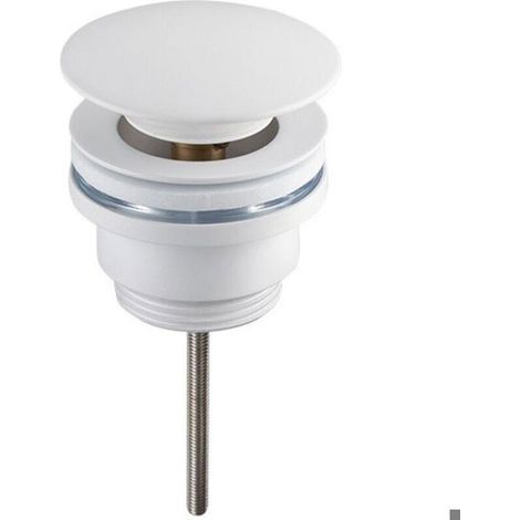 Bonde de lavabo avec bouchon escamotable en céramique et cuivre blanc (1/3)