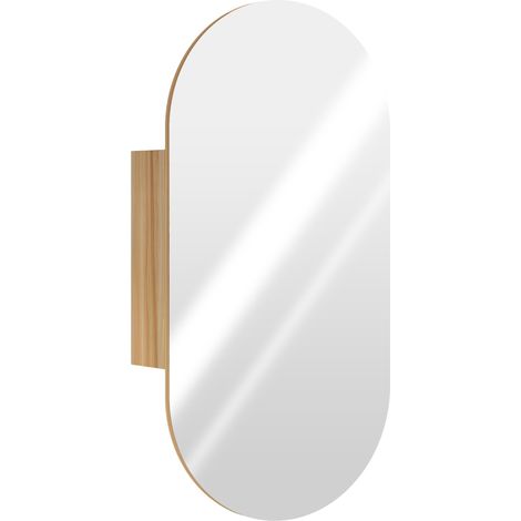 Armoire miroir design ovale 45 x 90 cm LYSA effet bois clair (1/5)