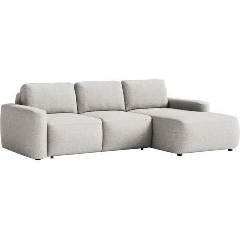 Selsey Carnos Mini – Ecksofa mit Schlaffunktion, Ottomane rechts, Chenille pflegeleicht, Graubeige (1/5)