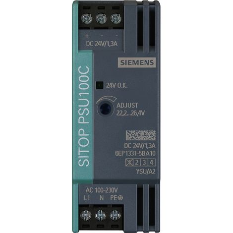 Siemens Fuente de alimentación SITOP PSU100C, 1 fase DC 24 V/1,3 A, 6EP13315BA10
