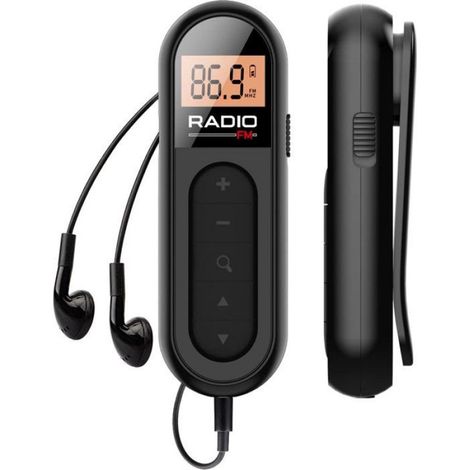 Radio FM - Portable Rechargeable - LCD Backlit Display - Stereo Sound - Clip Design - 1 Unit (1/5)