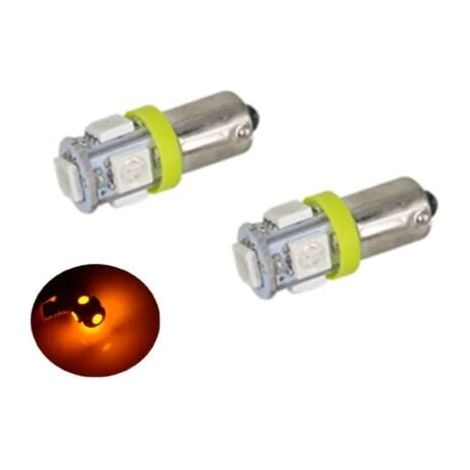 (Jaune-orange)BA9S LED avec 5 puces SMD5050 paquet de 2 T4W forme gris argent jaune-orange paquet de 2 (1/5)