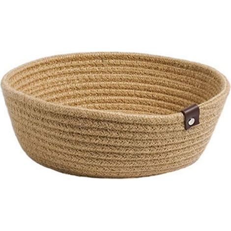 Ensemble de 3 paniers de rangement ronds en corde de coton tressée, en lin et coton, pour organiser votre bureau.