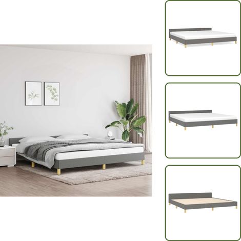 Cadre de lit sans matelas gris foncé 200x200 cm tissu - Cadre De Lit - Lit Double - Literie - Meuble Chambre - Tête De Lit (1/5)