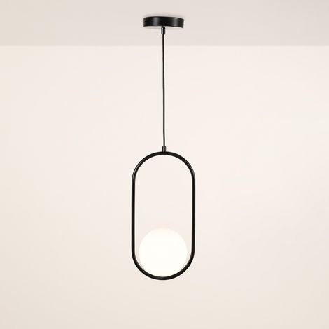 Suspension boule en verre "JOHN" - E27 - Ø 15cm - Noir (1/5)