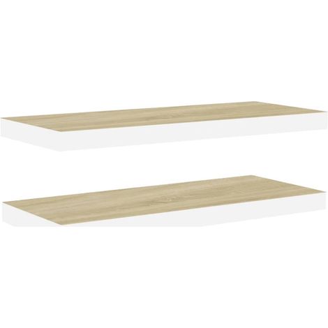 vidaXL Scaffali a Parete 2 pz Rovere e Bianco 80x23,5x3,8 cm in MDF