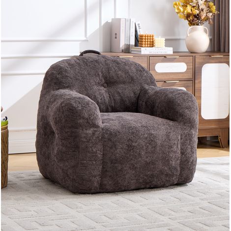 Sitzsack-Sessel 95x95x79 cm dunkelgrau – mit Armlehnen, Kunstfell, ohne Montage MEUBLIV (1/5)