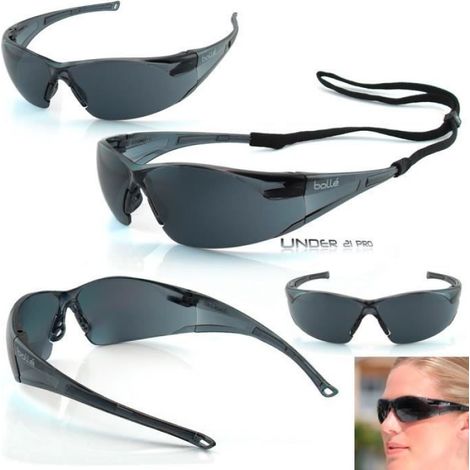 Lunettes De Sécurité - Verres Fumés Polycarbonate 2.2 Mm - Norme En166 Cat 3 - Protection Uva Uvb 99.9 % - Cordon Ajustable - 1 Pièce (1/2)