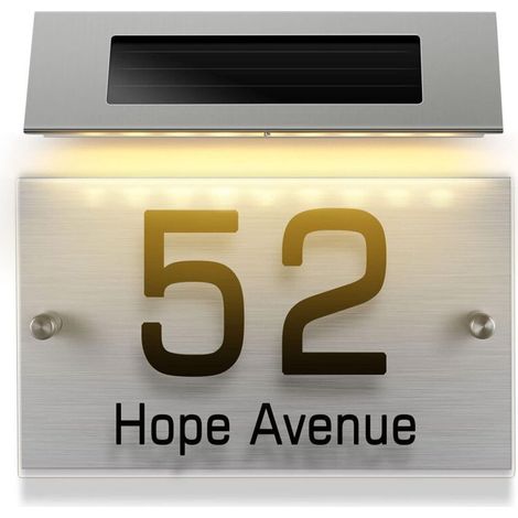 Solar-Adressschild, Solar-Hausnummer für den Außenbereich, LED-Adresslichtschild für den Außenbereich, kleines weißes Licht – 4 LED (5474) MUMU (1/4)
