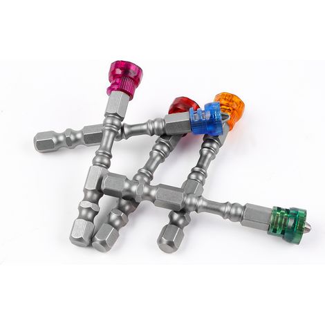 5 embouts de tournevis Phillips magnétiques colorés pour tournevis électriques à action pneumatique magnétique Phillips.