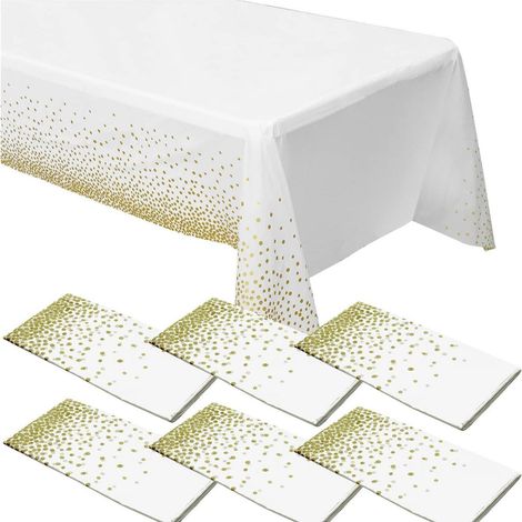 6er Set Tischdecken Gold Punkte 274x137cm Rechteckig Einweg Wasserdicht