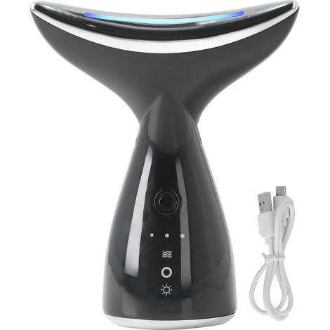 Collier de massage liftant avec compression chaude, 3 lumières LED, 3 vitesses de force, appareil de beauté tenseur de peau noire (1/5)