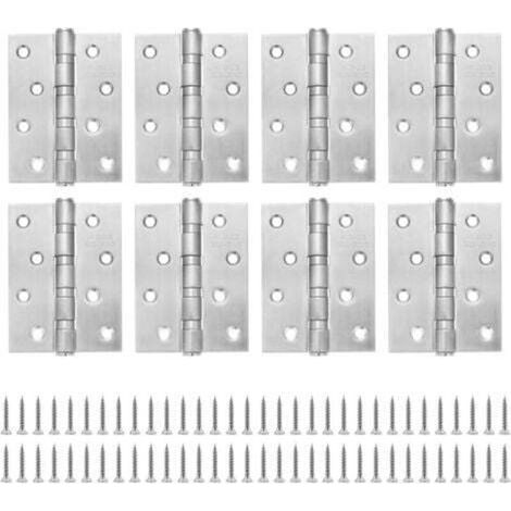 Charnière Inox Charniere Porte 100x76 mm, Charnieres de Portes en bois Exterieures Placard Roulement à Billes (8 pièces) (1/4)