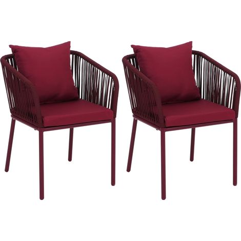 Lot de 2 chaises de jardin HWC-N41, accoudoirs d'extérieur, résistantes aux intempéries, tressage en (1/5)
