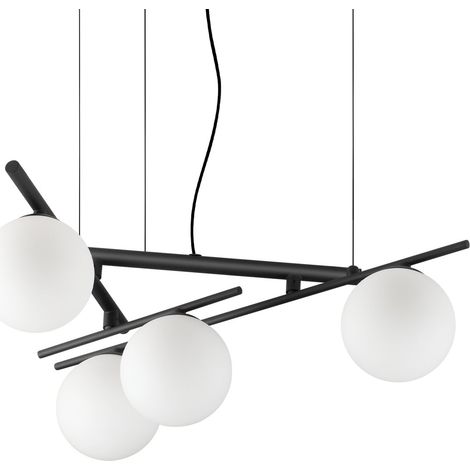 Ideal Lux Sospensione Atlas 4 luci G9 nero metallo vetro