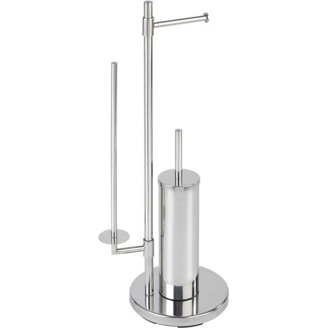 Serviteur WC design inox avec réserve papier et brosse NEO (1/2)