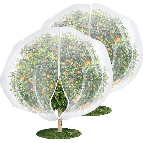 Lot de 2 Grands 2.4 2.4 m Filets Pour Arbres Fruitiers Avec Fermeture Éclair Et Cordon de Serrage, Filet De Jardin Réutilisable Pour Vergers, Cours, Fermes Et Jardins (1/5)