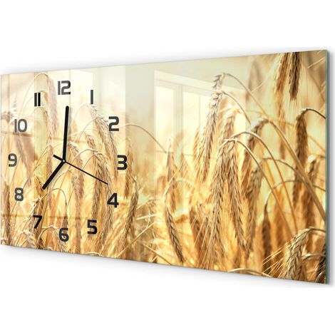 Horloge Murale Panoramique Artistique 60x30 cm Verre Trempé Design Original Grain (1/5)