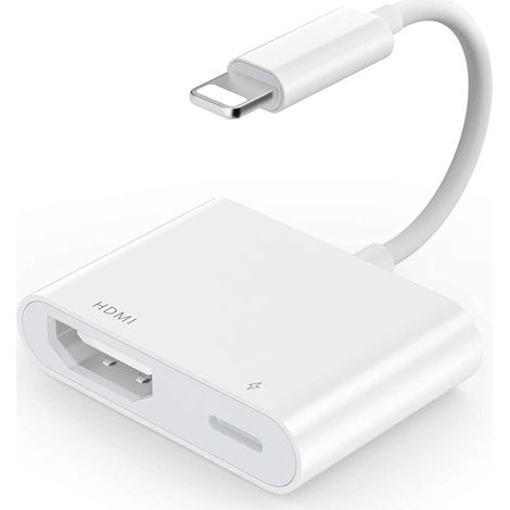 Adaptateur Lightning vers HDMI pour 14 13 12 11 XS XR X 8, adaptateur AV numérique HD 1080p Connecteur de synchronisation d'écran – Connectez l' 14 13 12 11 XS XR X 8, à la TV, aucune (1/5)