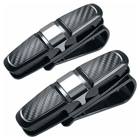 Lot de 2 porte-lunettes de soleil pour pare-soleil de voiture - Noir (1/5)
