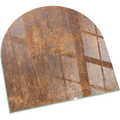 Plaque Carrée de sol sous poêle à bois en verre trempé protection thermique du plancher Texture rouillée sur métal 100x100 cm (1/5)