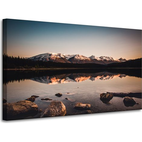 Leinwanddruck Naturlandschaft Berge Teich 100x60