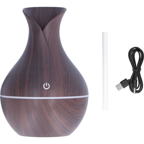 Diffuseur d'air ultrasonique LED pour aromathérapie et huiles essentielles - Réduction du bruit - Humidificateur d'air - Finition bois foncé (1/5)