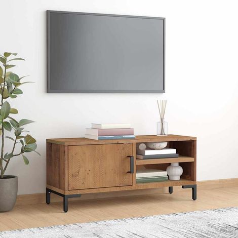 vidaXL Meuble TV Marron 90x30x40 cm Bois de pin massif (1/5)