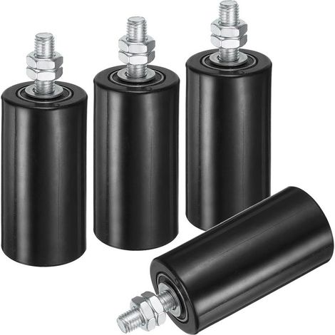 Set mit 4 Schiebetor-Führungsrollen, 10,2 cm Nylon, Torstützset, gekapselte Kugellager-Universalführung für Schiebetüren, schwarz (1/5)