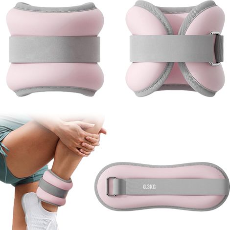 Lot de 2 manchettes lestées - Rose - Poids de cheville et pour les jambes et bras - Mouvement, course, gymnastique (1/5)