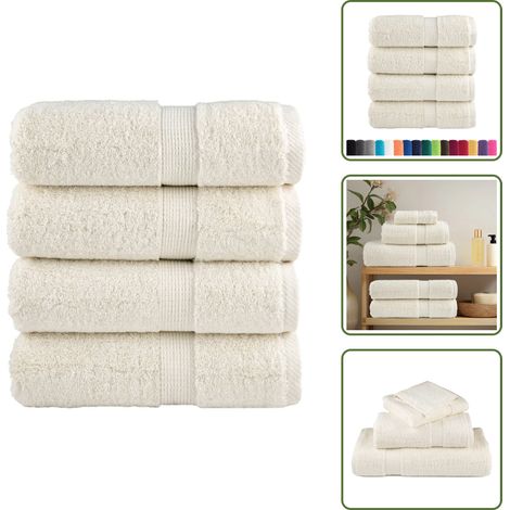 The Living Store Premium Waschhandtücher SOLUND 4 Stück Creme 30x30 cm 600 g/m² - Baumwollhandtuch (1/5)