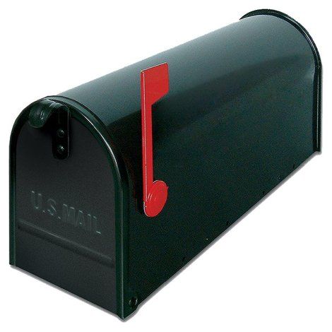 Alubox 18USA1VRNE Topolino Cassetta Postale Americana da Esterno Lamiera Zincata Formato Rivista Bandierina colore Nero (1/3)