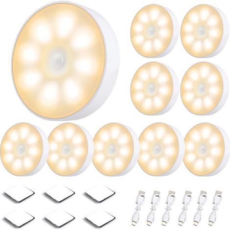 Lampada da parete a LED con sensore di movimento wireless per interni, luce notturna decorativa con sensore di ricarica USB magnetico (confezione da 10) (1/5)