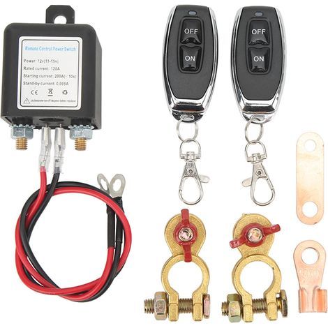 Remote Battery Disconnect Switch, 12V DC Car Cut-Off Switch, Anti-Theft, Main Circuit Breaker with Copper Terminal, Remote Control for Car (12V120A) Other parts (1/5)