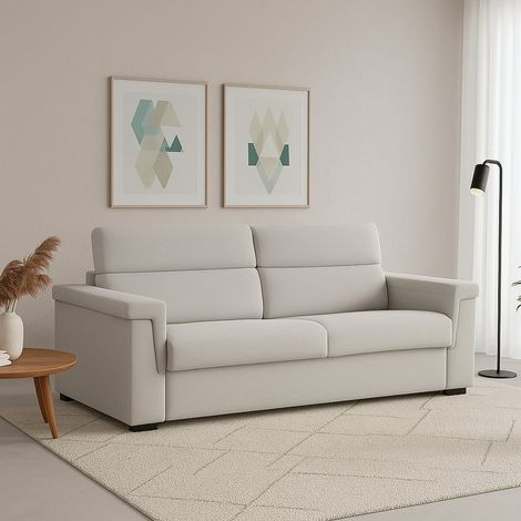 3-Sitzer Sofa Cantu, Abnehmbar, Waschbar Made in Italy, Armlehnen, 225x95 cm Hellgrau (1/3)