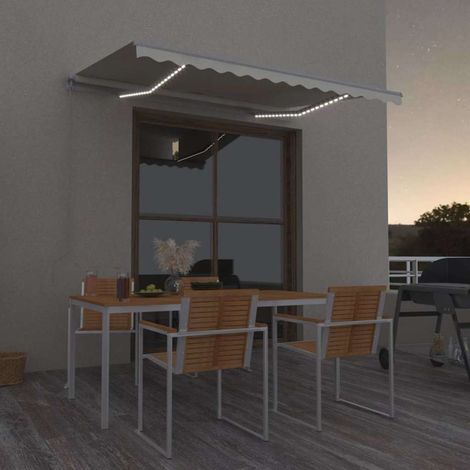 vidaXL Toldo retráctil manual con LED color crema 350x250 cm (1/5)