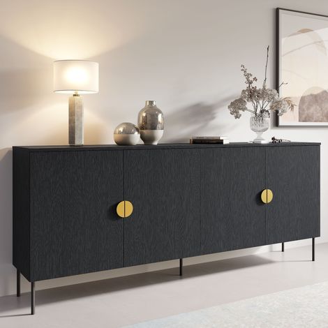 Buffet bas noir et or 4 portes DIMITRI (1/5)