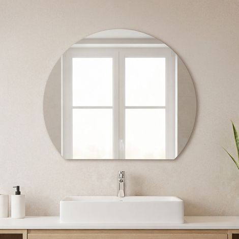 Specchio bagno a mezzaluna 80 cm a filo lucido con installazione a parete (1/5)