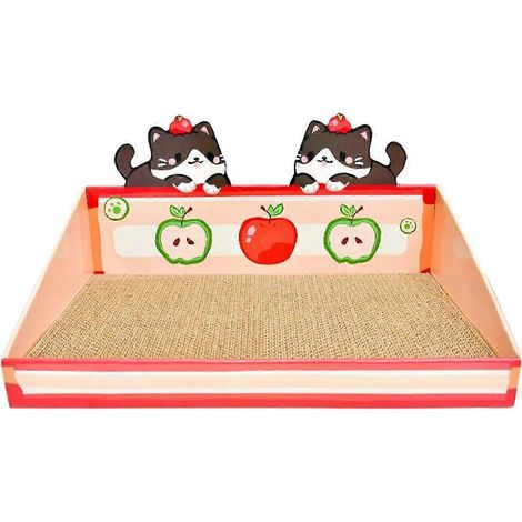 Griffoir pour chat avec boîte, coussin à griffer pour animaux de compagnie, griffoir en carton pour chaton-Red