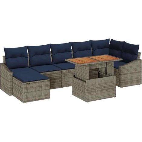 Garden Sofa Set with Storage 8 pcs Grey Poly rattan vidaXL
