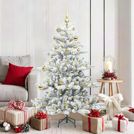 Künstlicher klappbarer Weihnachtsbaum Weiß 150 cm PVC und Stahl
