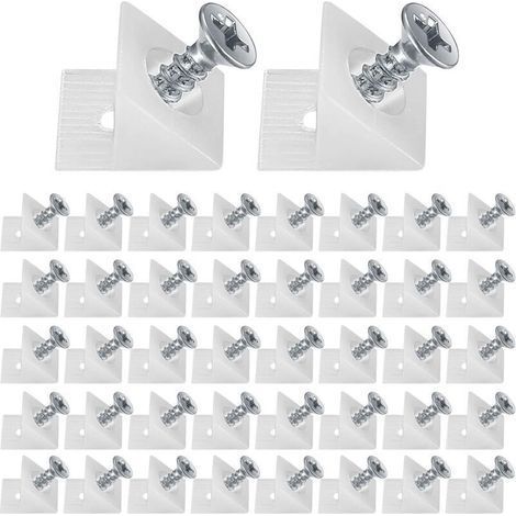 120 Pieces Plastic Shims for Furniture Drawer, Drawer Reinforcement Back Connector Stabilizers, Drawer Bottom Connector with Screws, for Repairing Sagging Furniture Shelf, White (12 (1/5)