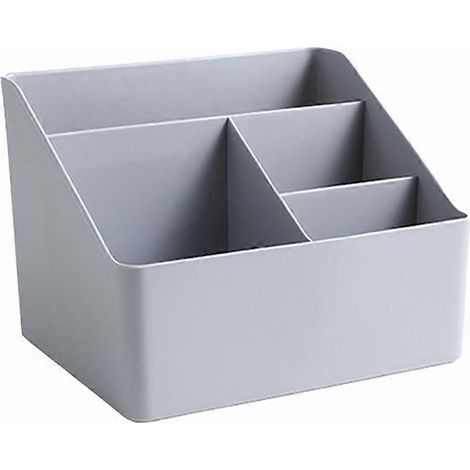 Boîte de rangement de bureau multifonctionnelle avec porte-stylo, compartiments en plastique, organisateur et boîte à petits objets (grise)-Grey