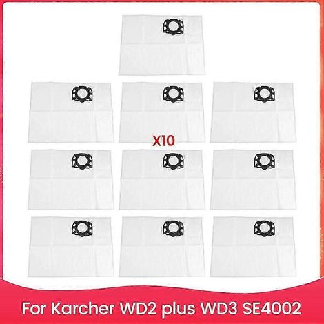 Lot de 10 sacs à poussière pour aspirateurs Kärcher WD2 Plus, WD3 et SE4002. Accessoires de rechange pour aspirateurs. WHBYV (1/4)