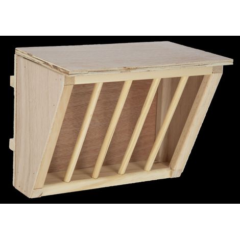 Râtelier à foin pour lapins – Bois avec assise – Dimensions 25x17x20 cm – Empêche contamination et blessures – Terrasse d'observation – Kerbl