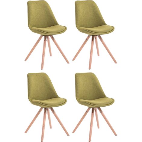 Set de 4 sillas de comedor Toulouse en tela Verde Natural