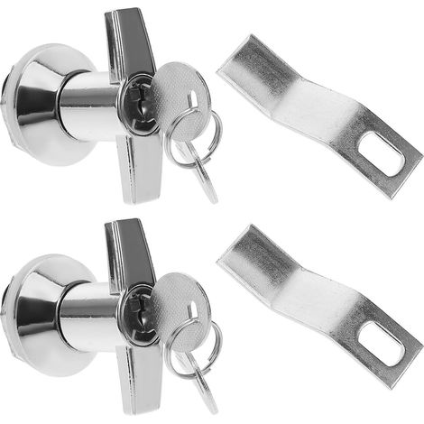 Serrure métallique pour armoire argent 1 set 2.09x1.97x1.26 pouces serrure de boîte électrique avec clé durable pour armoires de commande et boîtes à fusibles (1/5)
