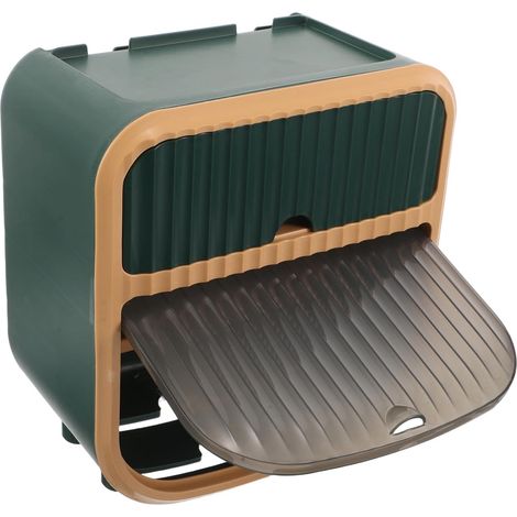 Distributeur mural double couche vert foncé pour papier toilette et lingettes, compact