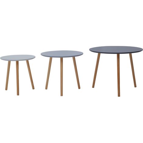 Interiors by Premier Set of 3 Round Tables, Triangular Coffee Tables Set, Long Lasting Rounded Top Wood Table for Indoor, Outdoor (1/5)
